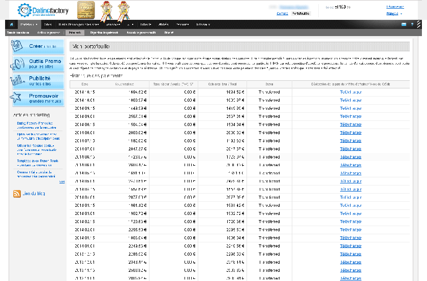 Historique des paiements de vos commissions